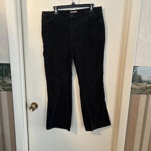 Vtg Faded Glory Black Corduroy Ribbed Pants Size 14 90s Y2K Goth Grunge Velour